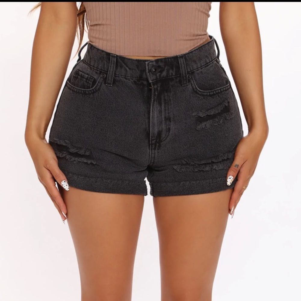 Fashion Nova Best Days Ripped Denim Shorts - Black